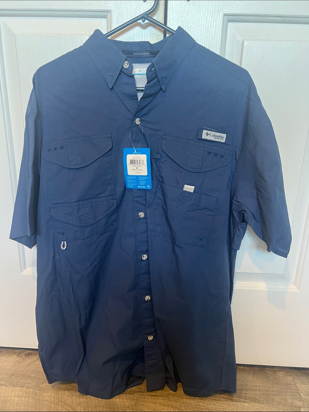 Columbia Men’s Navy Short Sleeve Outdoors Button-Front Shirt